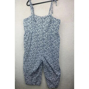 Old Navy Blue Floral Linen Blend Jumpsuit or Romper-Size 2X-Pockets